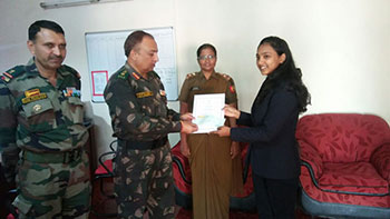 Disha Sandeep Jadhav awarded with 'Defense Secretory's Commendation card and a cheque of Rs.10,000